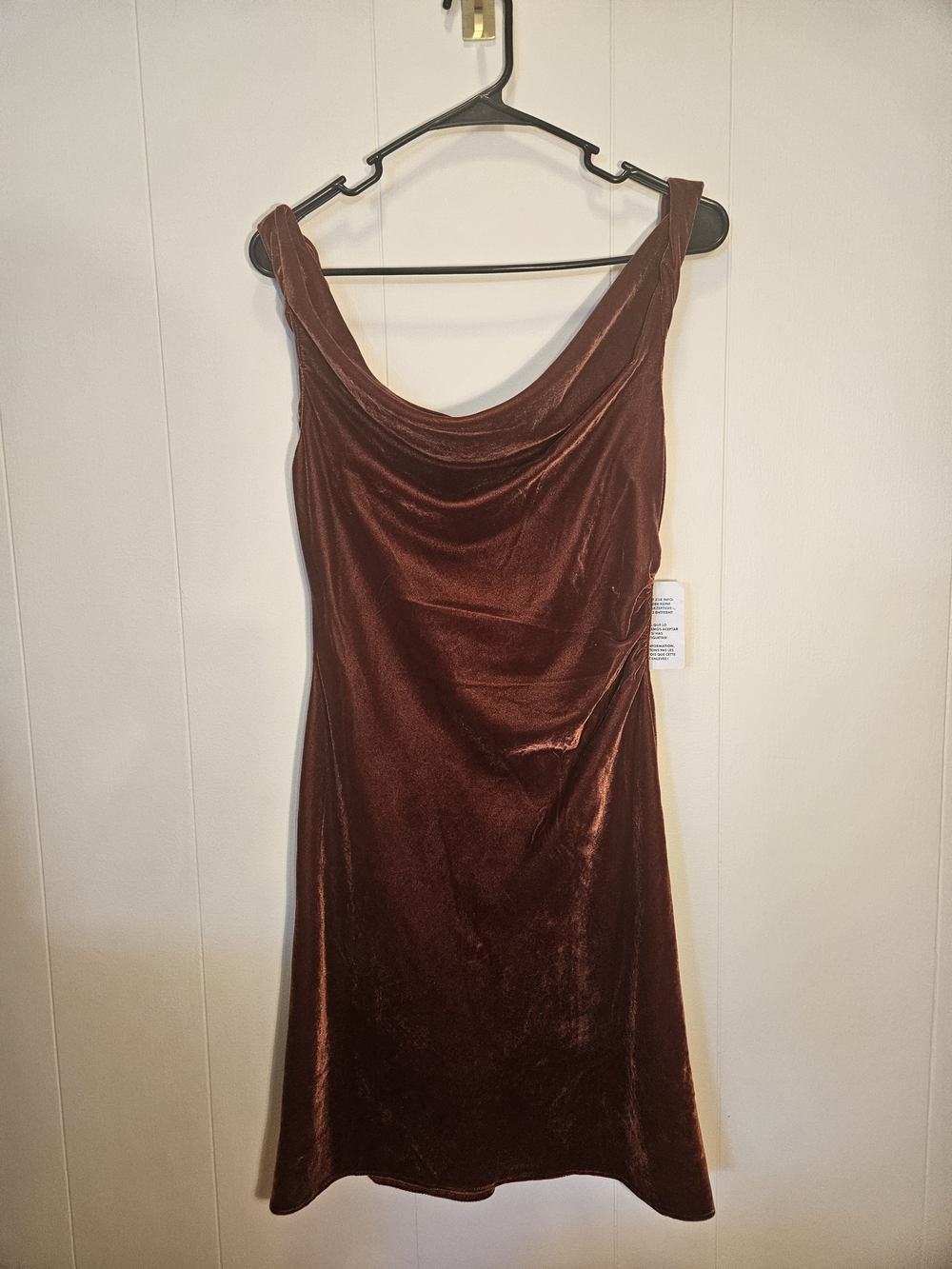 Topshop Brown Velvet Cowl Dress